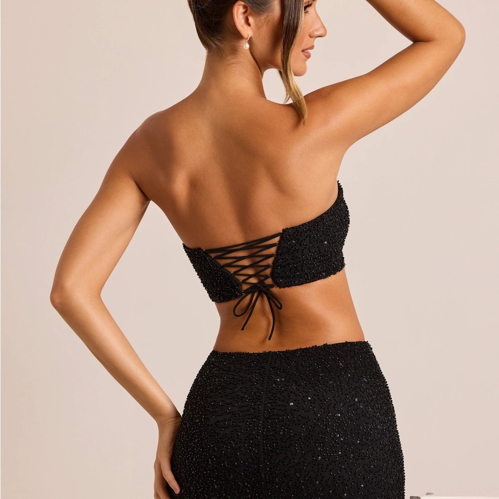 Loire embellished strapless corset top